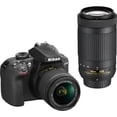 thumbnail image 1 of Nikon D3400 Digital SLR Camera with 24.2 Megapixels and 18-55mm and 70-300mm Lenses Included, 1 of 2