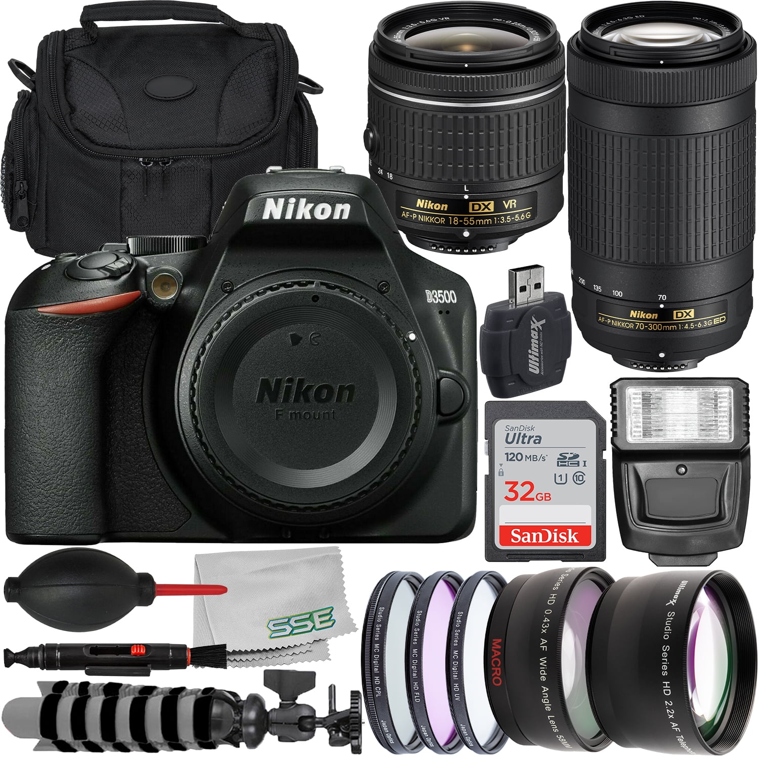 Nikon D3500 DSLR Camera with 18-55mm and 70-300mm Lenses +