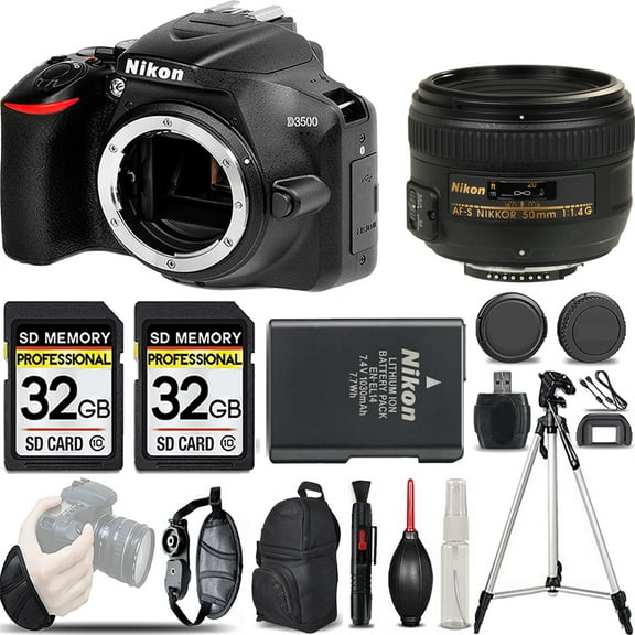 Nikon D3500 DSLR Camera (Body Only) +50mm f/1.4G Lens -LOADED KIT (International Version)
