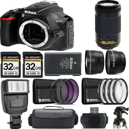 Nikon D3500 DSLR Camera (Body Only) +70-300mm VR Lens +Flash- Kit (International Version)