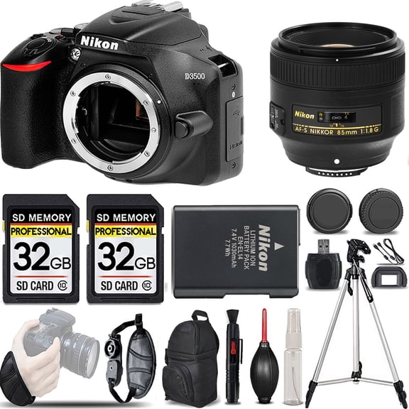 Nikon D3500 DSLR Camera (Body Only) + 85mm f/1.8G Lens -LOADED KIT (International Version)