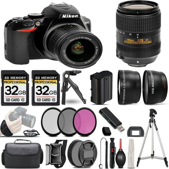 Nikon D3500 DSLR Camera with 18-55mm Lens +18-300mm Lens +3 PC Filter +64GB (International Version)