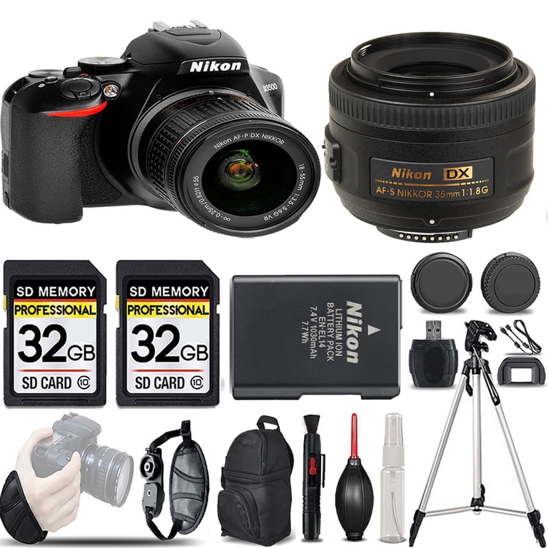 Professional Bundle: Nikon D3500 DSLR Camera with 18-55mm + 35mm f