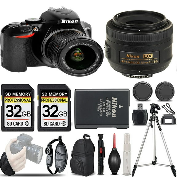 Nikon D3500 DSLR Camera with 18-55mm Lens +35mm f/1.8 G Lens -LOADED KIT (International Version)