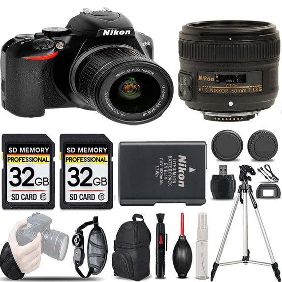Nikon D3500 DSLR Camera with 18-55mm Lens +50mm f/1.8 Lens -LOADED KIT (International Version)