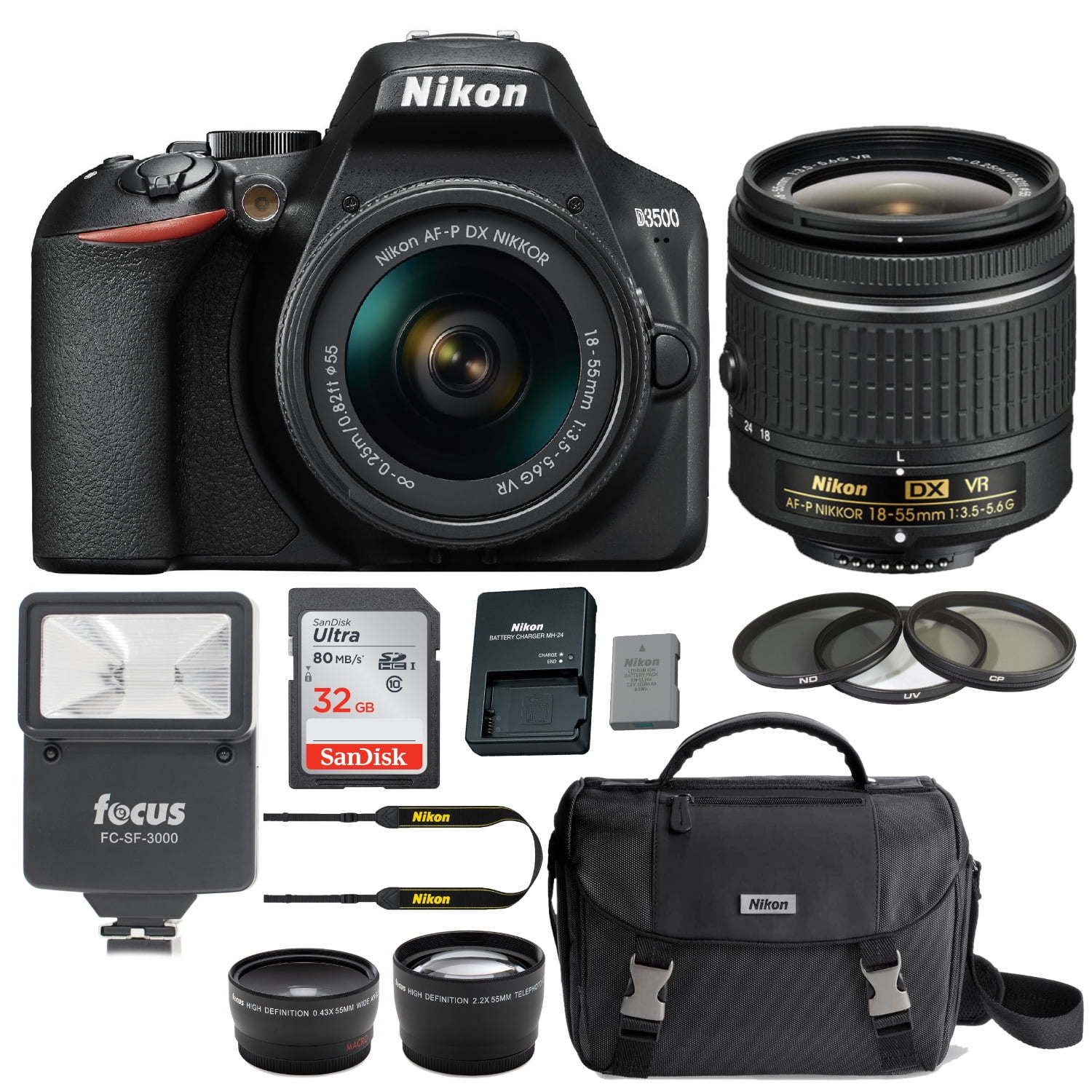 Nikon D3500 DSLR w/ AF-P 18-55mm VR Lens (Black) 1590
