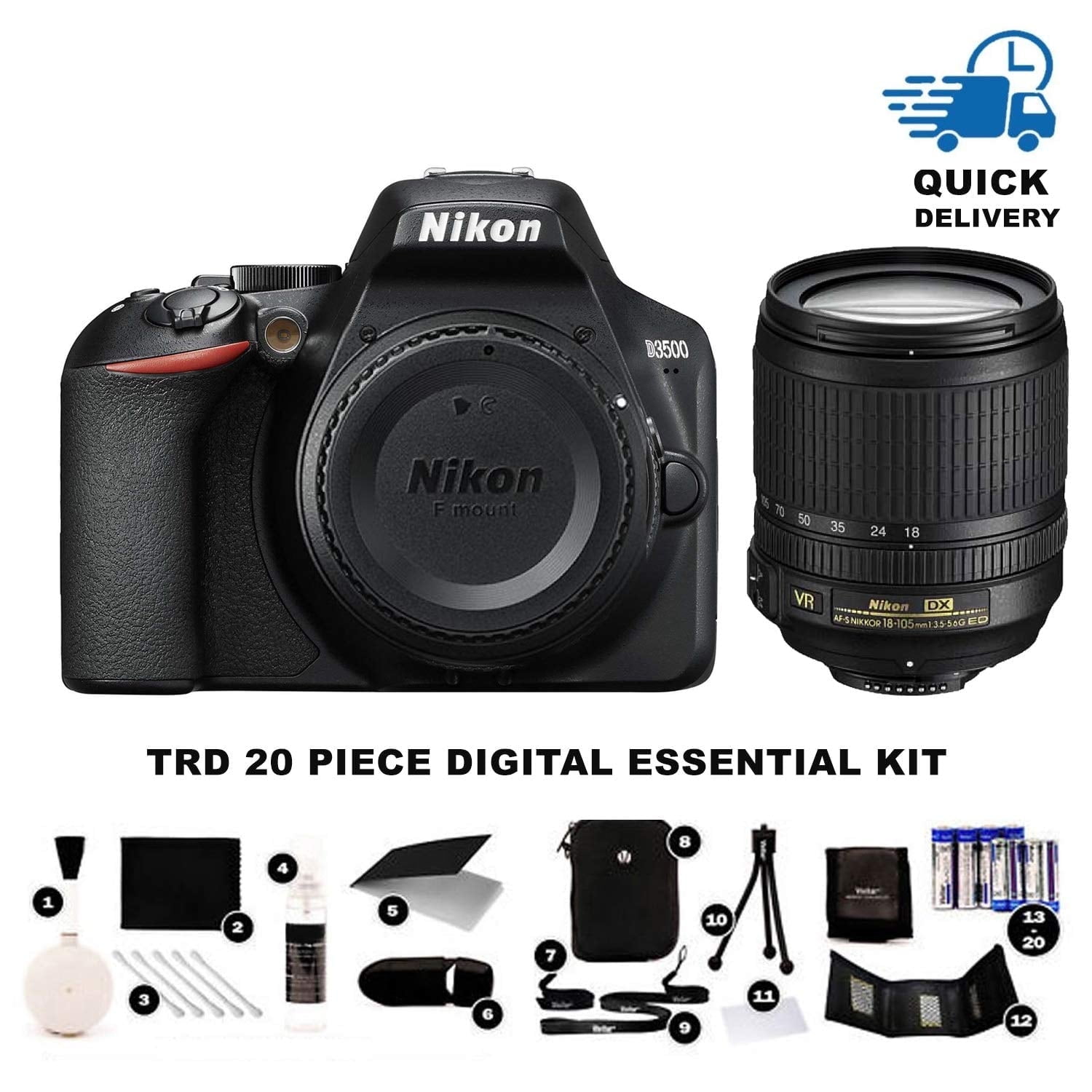 Nikon D3500 DX-Format DSLR Two Lens Kit with AF-P DX NIKKOR 18-55mm f/3.5-5.6G VR & AF-P DX NIKKOR 70-300mm f/4.5-6.3G ED, Black