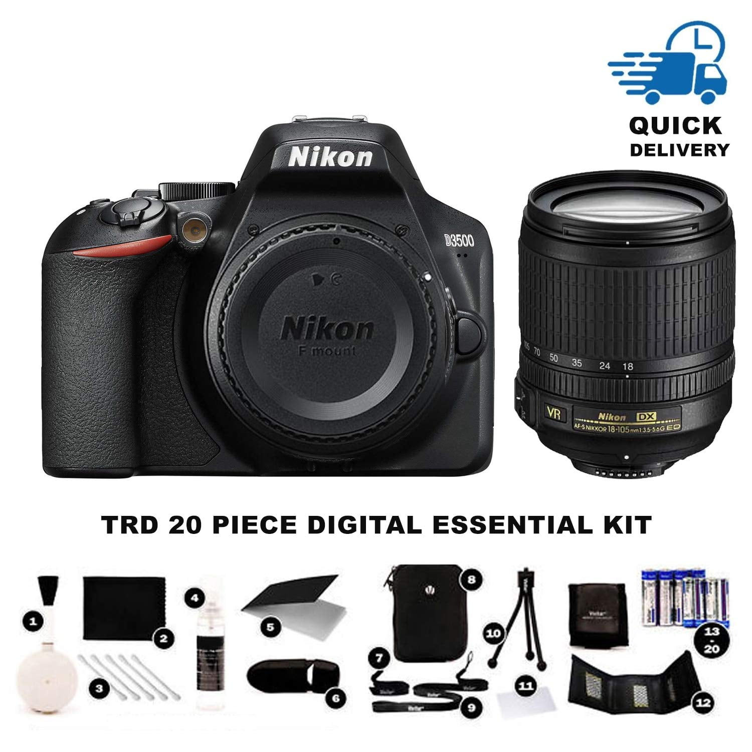 Nikon D3500 DSLR Camera with 18-55mm and 70-300mm Lenses - Black for sale  online