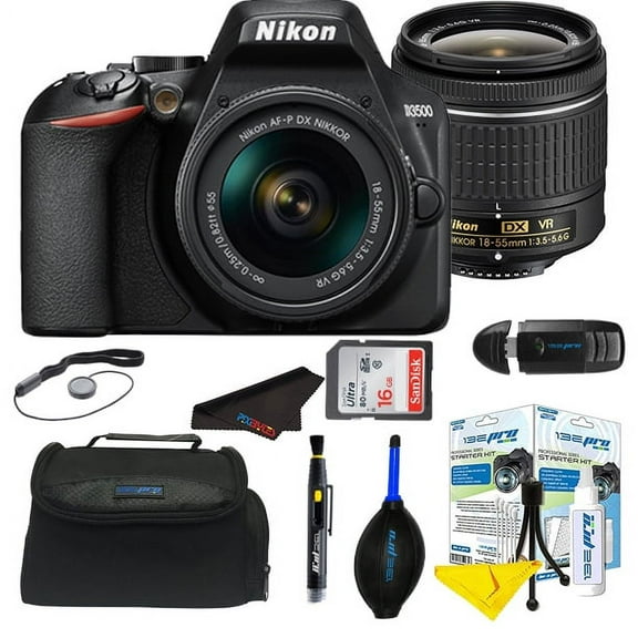 Nikon D3500 W/ AF-P DX NIKKOR 18-55mm f/3.5-5.6G VR Black + PIXI " Starter " Bundle