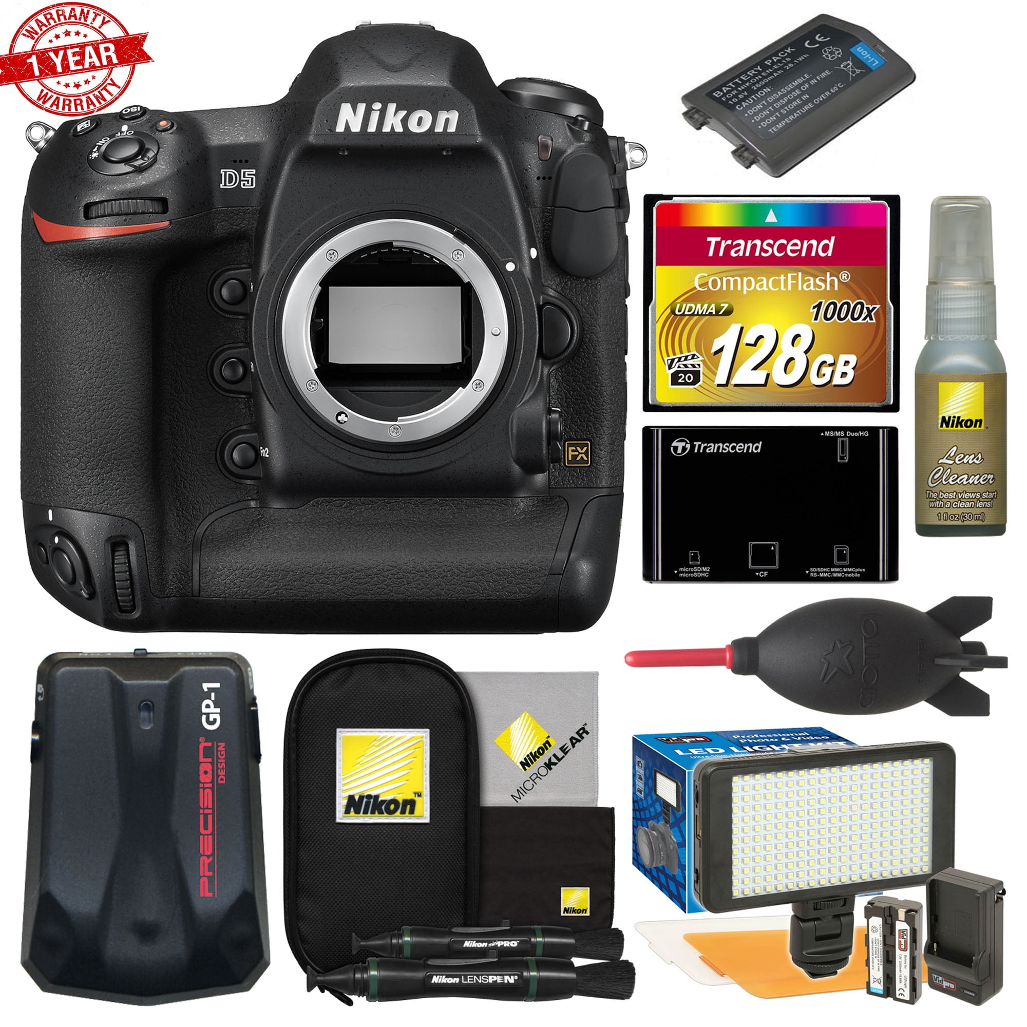 Nikon D5 Digital SLR Camera Body (Dual CF Slots) with 128GB Card +