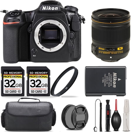 Nikon D500 DSLR Camera + 28mm f/1.8G Lens + UV Filter + 64GB + Handbag And More! (International Version)