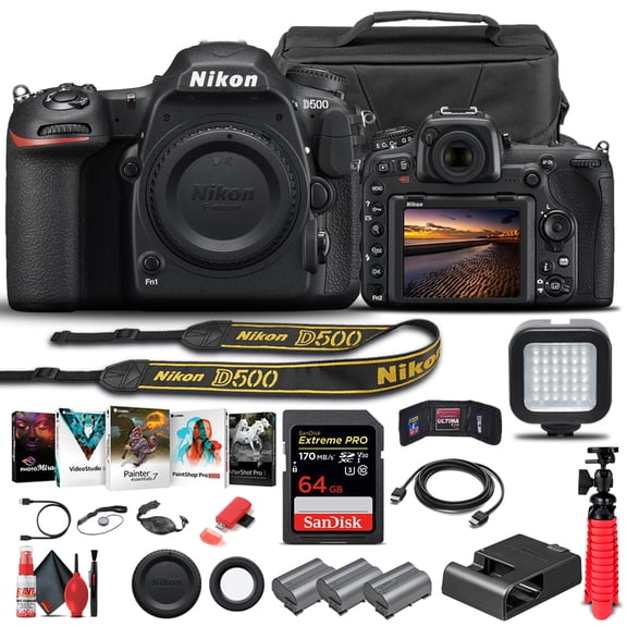 Nikon D500 DSLR Camera 20.9MP Body Only 4K Video Advanced Bundle (International Model)