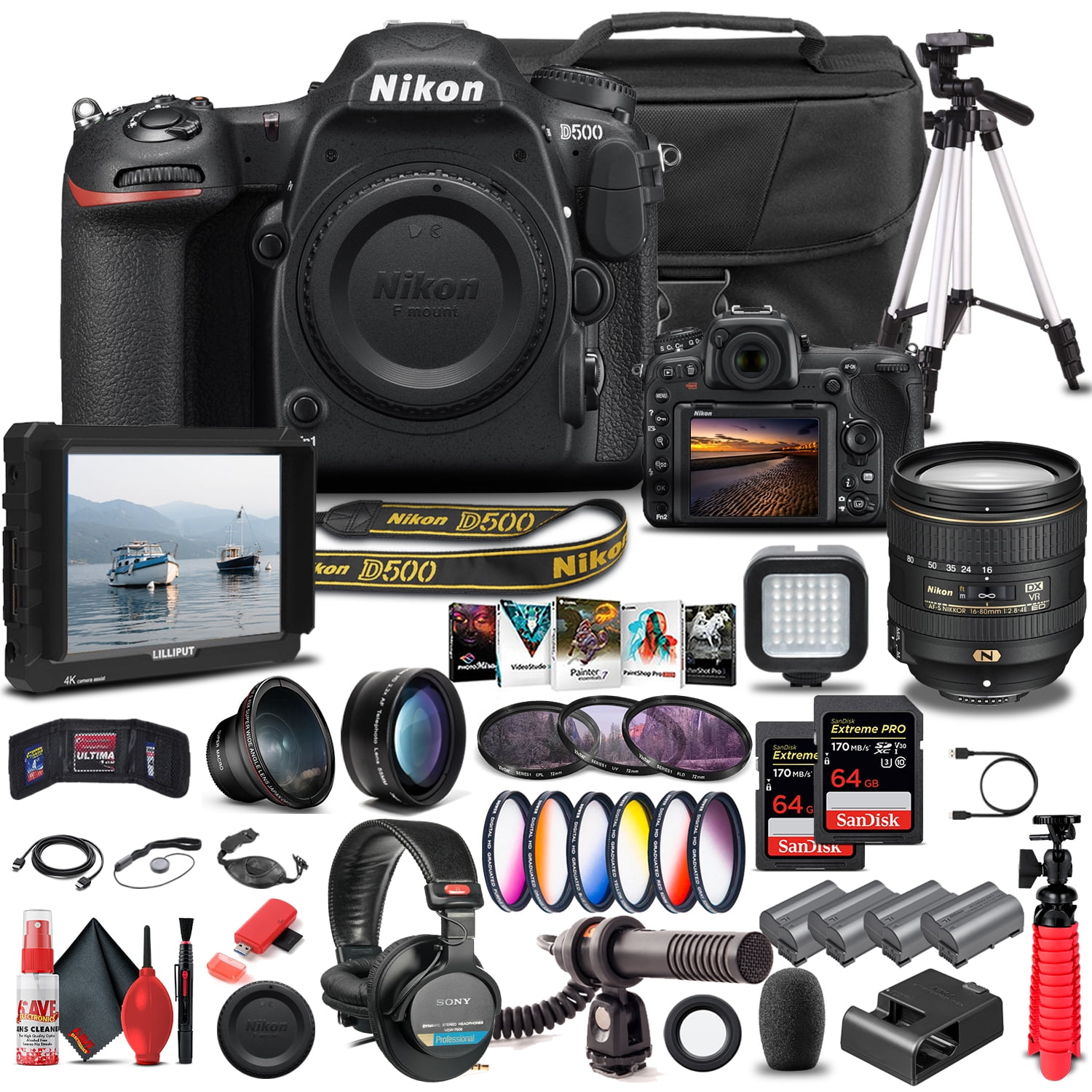 Nikon D500 DSLR Camera Body Only 1559 W/ Nikon 16-80mm Lens - Pro