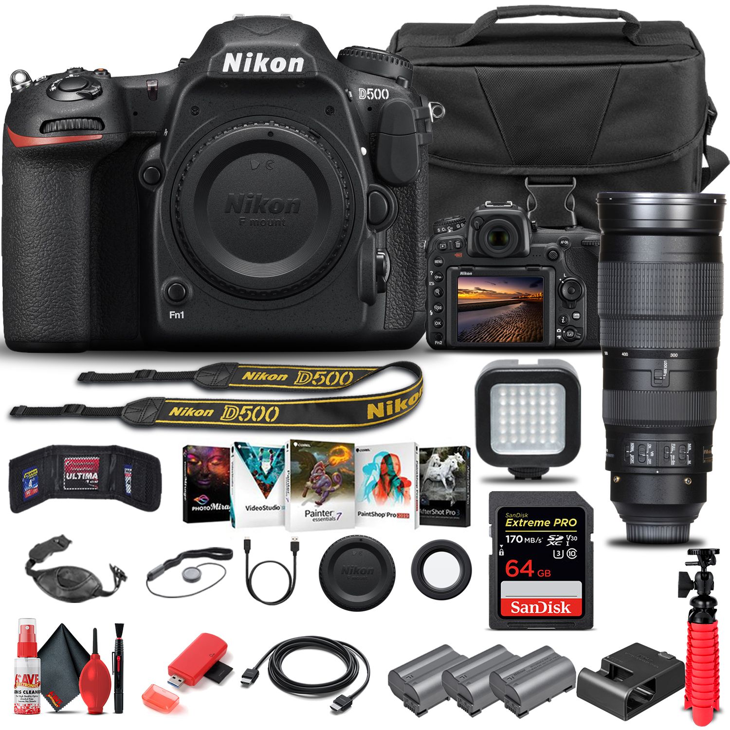 Nikon D500 DSLR Camera Body Only 1559 W/ Nikon 200-500mm Lens  - Advanced Bundle - image 1 of 7