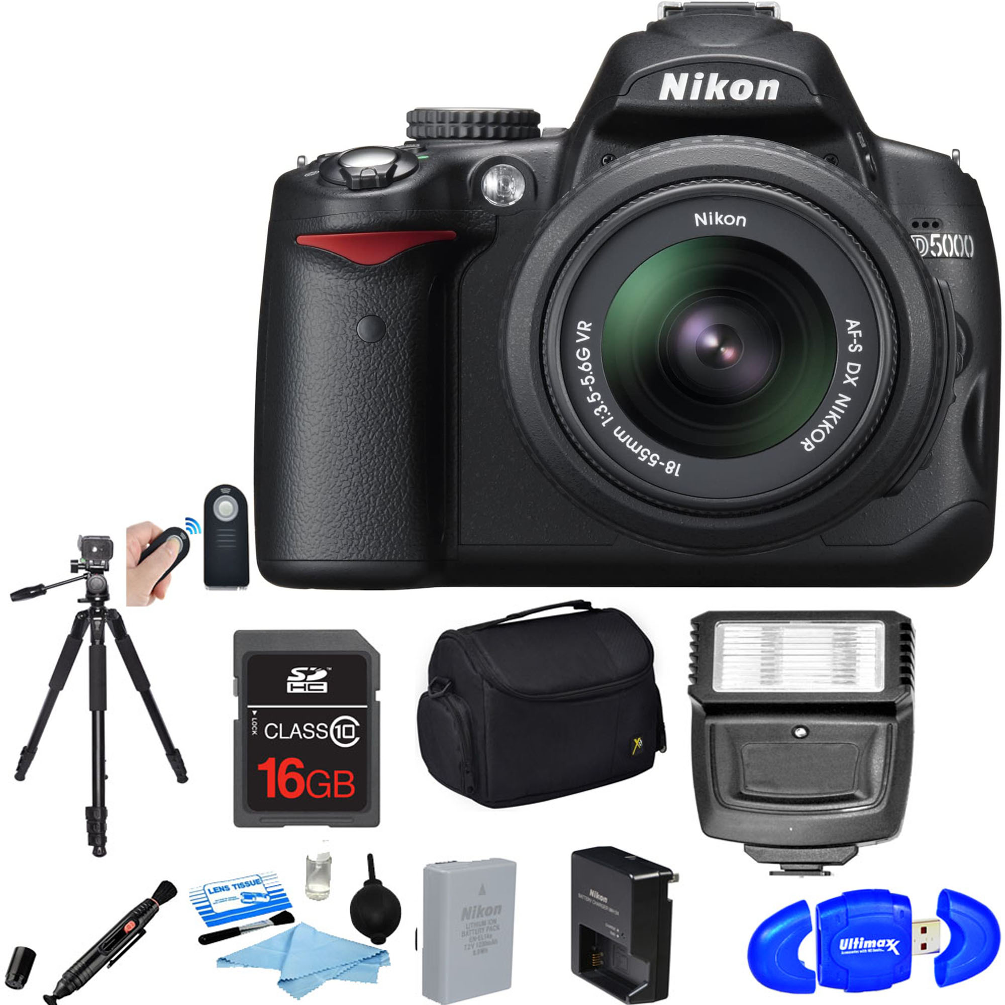 Nikon D5000/D5600 Digital SLR Camera Kit with 18-55mm VR Lens with Additional Accessories - image 1 of 1