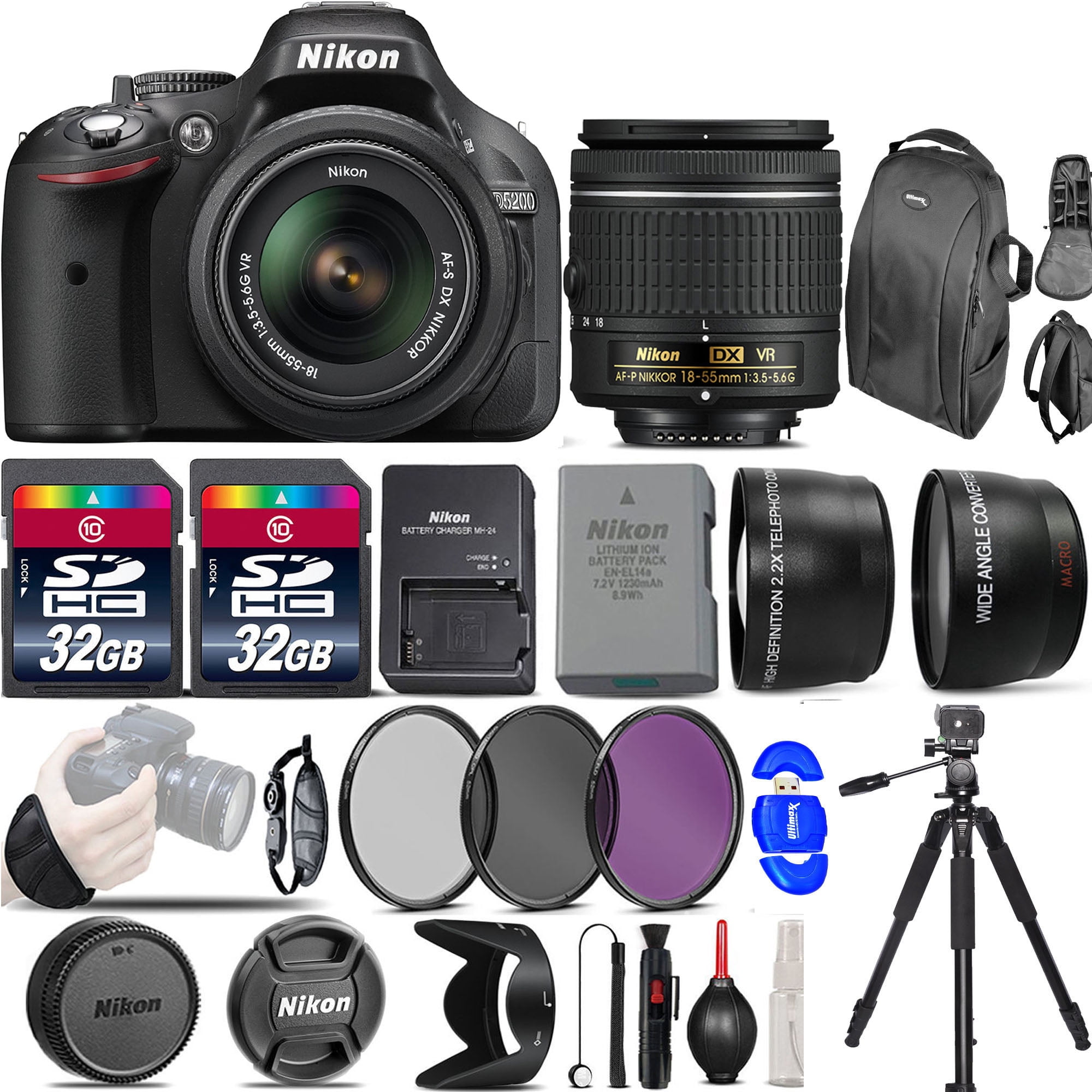 Nikon D5200/D5600 DSLR Camera with 18-55mm VR Lens (Black) With 