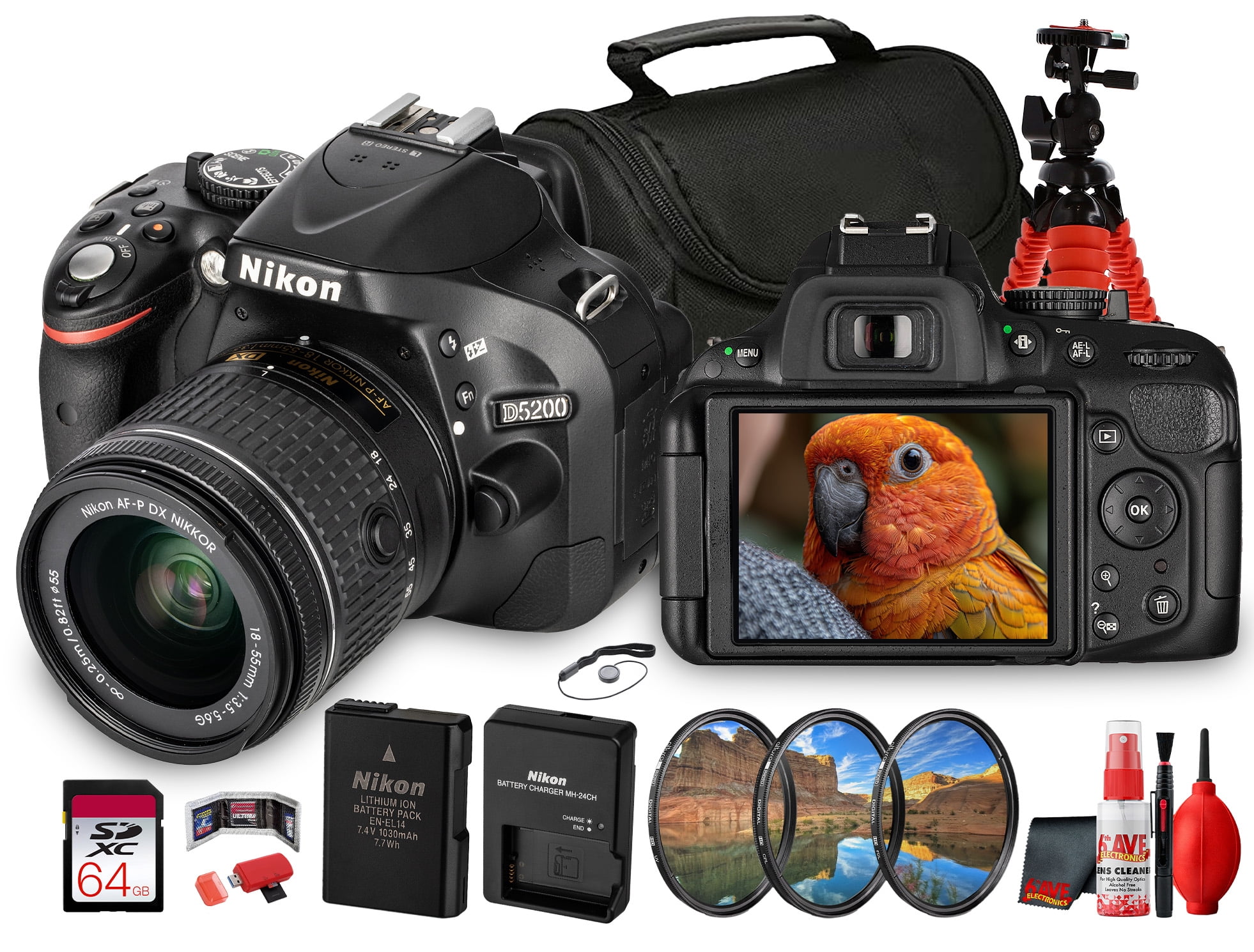 Nikon D5200 + 18-105mm VR レンズセット おまけ多数 Nikon D5200 Digital SLR Camera | 24.1 MP | 3 in Screen | Black