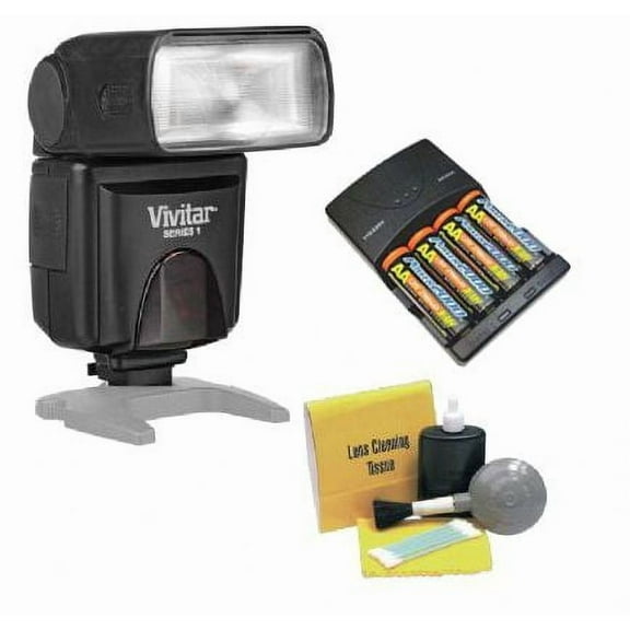 Nikon D5300 Bounce, Zoom & Swivel Head Flash + High Powered AC Rapid Charger With 4AA 2900 Mah Batteries + Nwv Direct 5 Piece Cleaning Kit