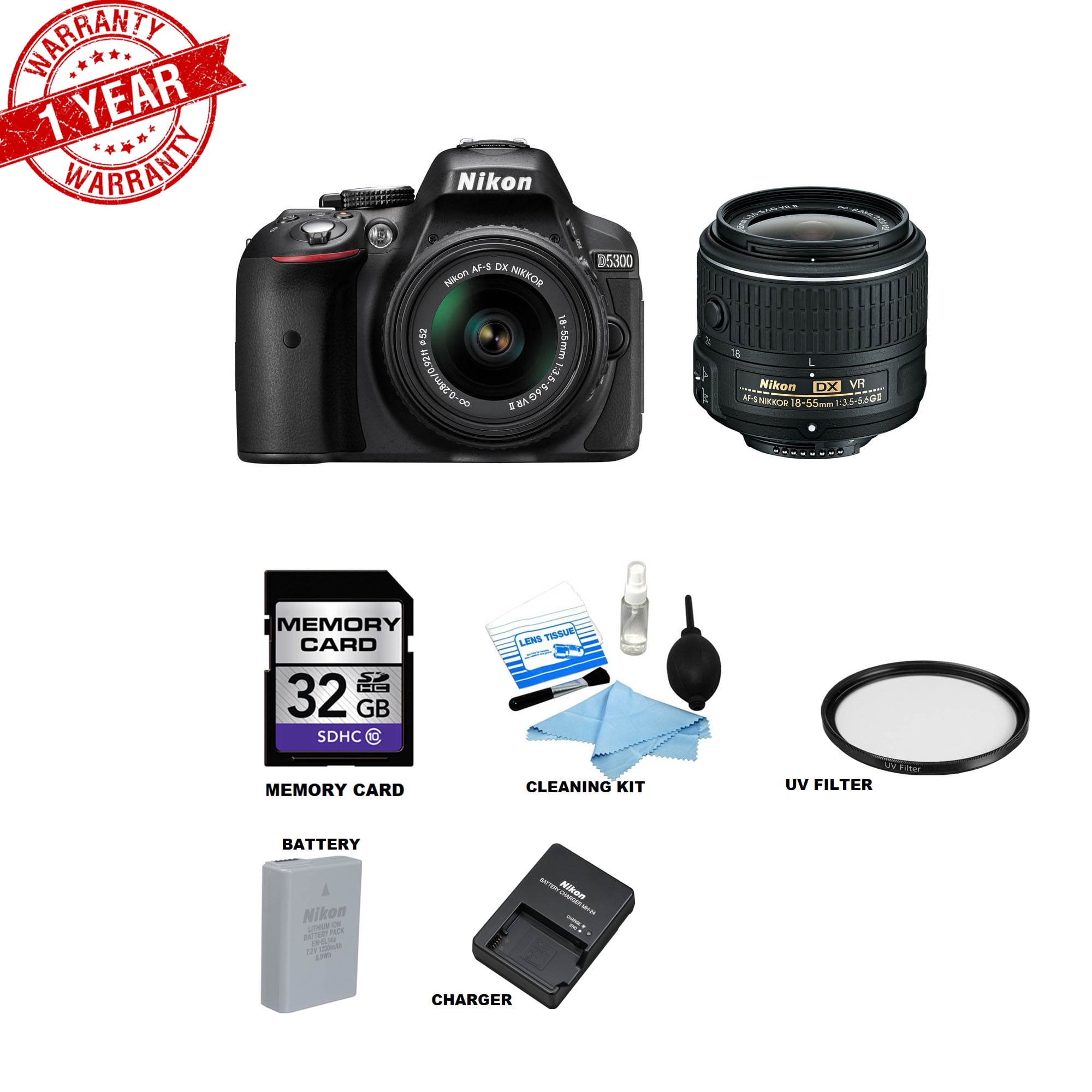 【Nikon】D5300 18-55VR II kit Nikon D5300 Digital SLR Camera & 18-55mm G VR II Lens (Grey