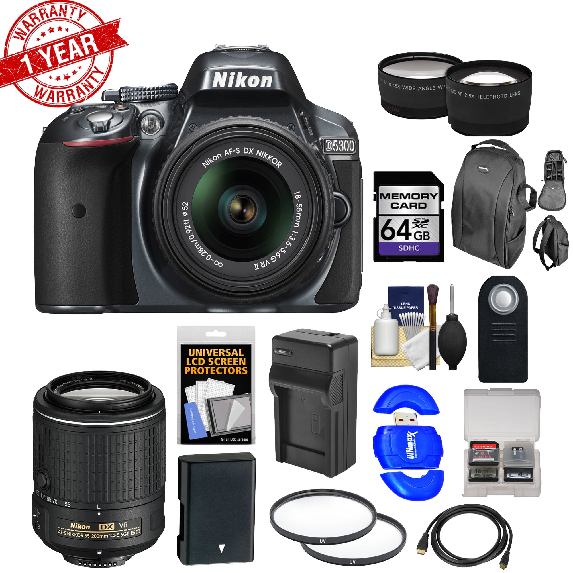 Professional DSLR Kit: Nikon D5300 Digital SLR Camera, 18-55mm