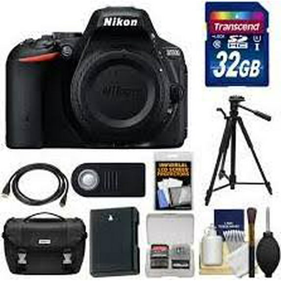 Nikon D5500 Wi-Fi Digital SLR Camera Body (Black) 32GB Card + Case + Tripod + Battery + Accessory Kit