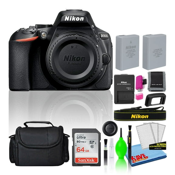 Nikon D5600 24.2MP DSLR Camera Body Only with 64GB SD Card, Bag & Spare Battery - 1 Unit
