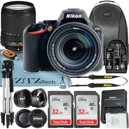 Nikon D5600 DSLR Camera 24.2MP DX-Format with 18-140mm Lens + 2 Pcs 32GB Memory Card + Tripod + Backpack + ZeeTech Accessory Bundle (International Version)