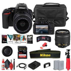 Nikon D5600 DSLR Camera 24.2MP with 18-55mm Lens 4K Video Basic Bundle (International Model)