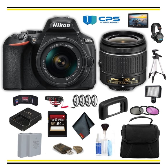 Nikon D5600 DSLR Camera 24.2MP DX-Format with 18-55mm Lens Advanced Bundle, Bag, Battery and Accessories (International Model)