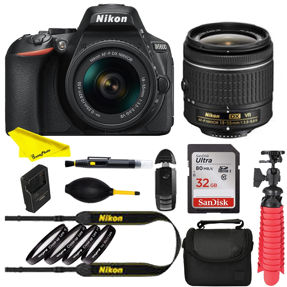 Nikon D5600 DSLR Camera (Body Only) (Intl Model) Includes 64GB Memory Kit 