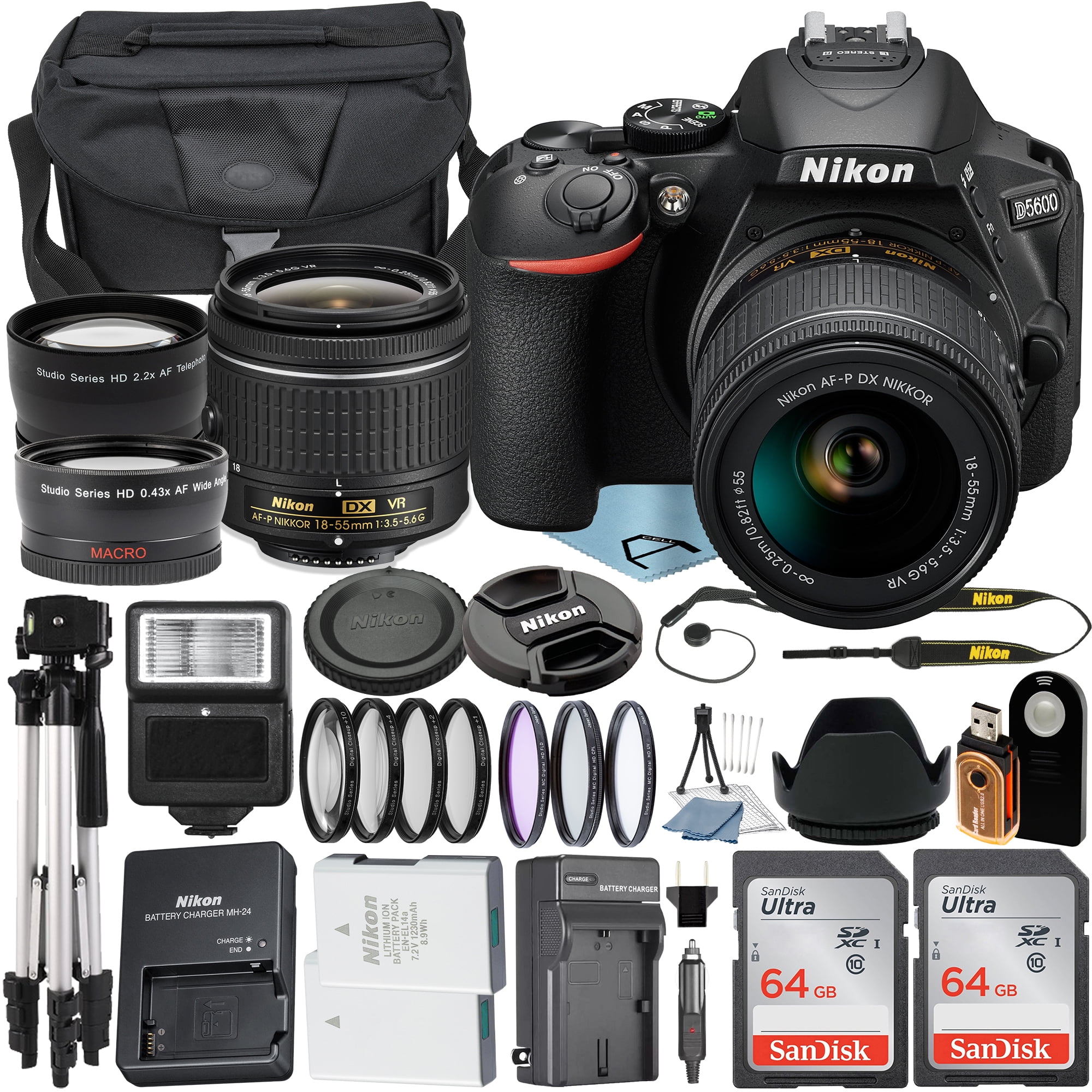 Professional Nikon D5600 DSLR Camera Kit with 18-55mm Lens, 2x - Main Image