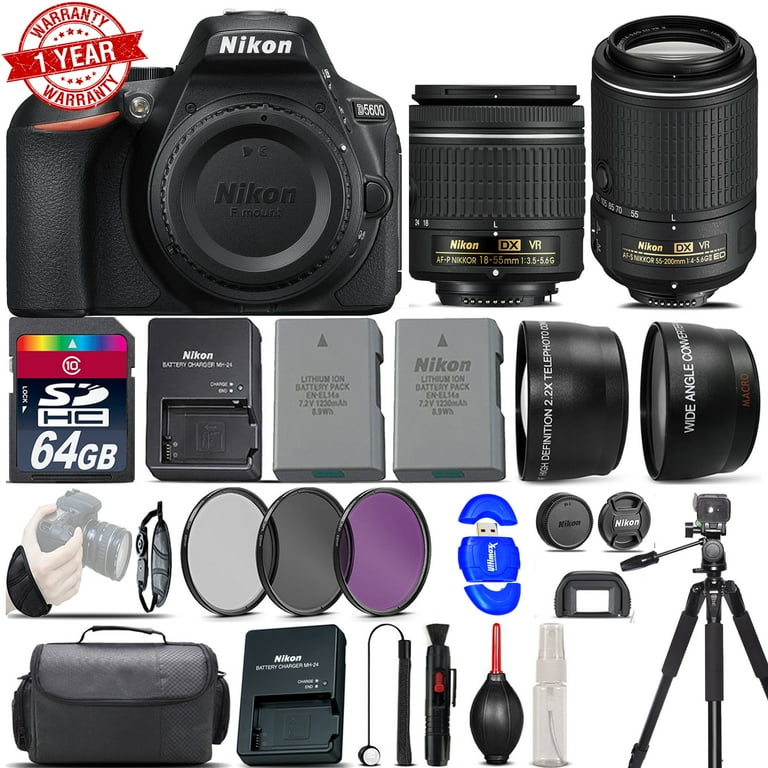 Nikon D5600 DSLR Camera Bundle with 18-55mm VR & 55-200mm VR
