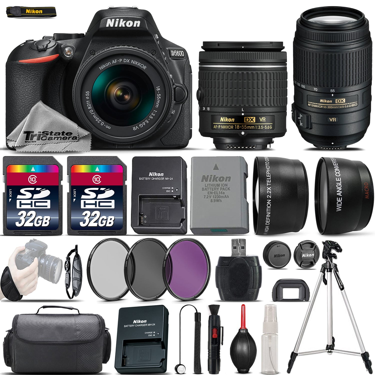 Nikon D5600 18-55VR Kit ＋55-300 ED VR Amazon.com : Nikon D5600 DSLR Camera Kit w/AFP DX 18-55mm f