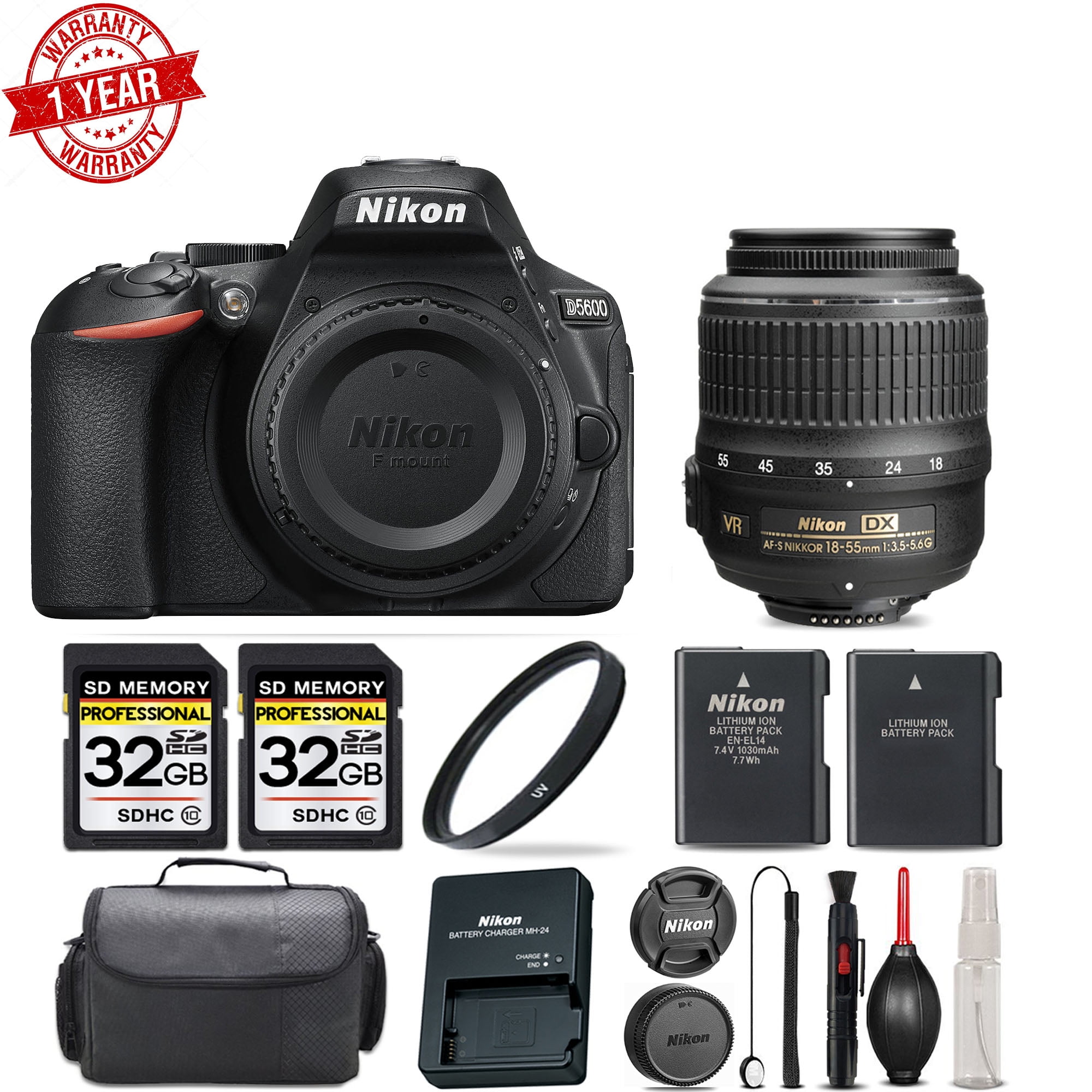 Nikon D5600 DSLR Camera Package with 18-55mm VR Lens Starter Kit