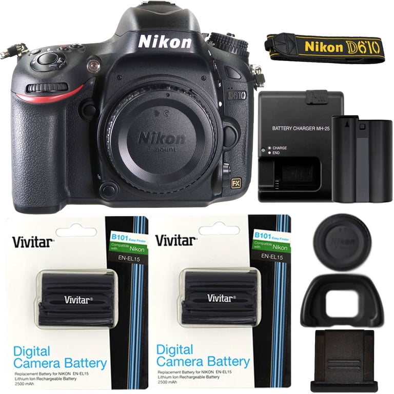 Nikon D610 DSLR Camera Body Only with Two EN-EL15 Replacement 