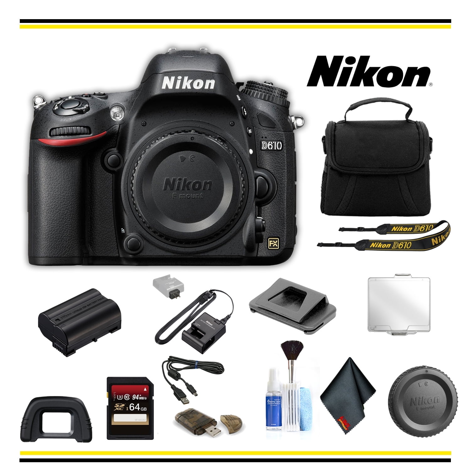 ☆撮影数3万回以下☆NikonD610純正パワーパック付セット Nikon D610 DSLR Camera 24.3MP Full Frame Starter Bundle