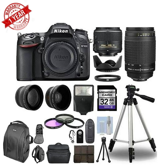 Nikon D7100 Digital SLR Camera ||4 Lens Kit  18-55mm VR ||70-300mm ||32GB Bundle