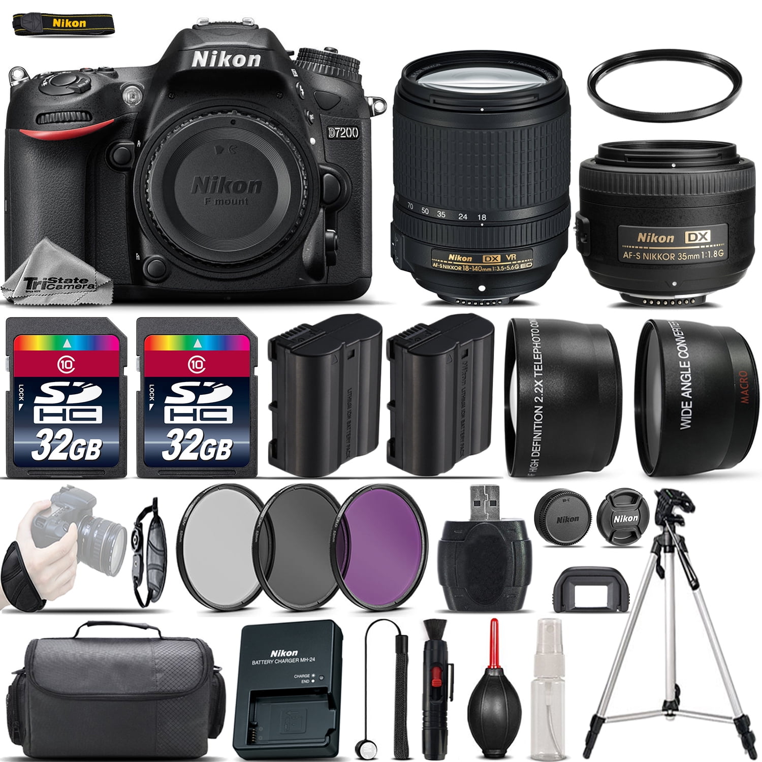 Nikon D7200 Digital SLR Camera + 18-140mm VR + 35mm 1.8G