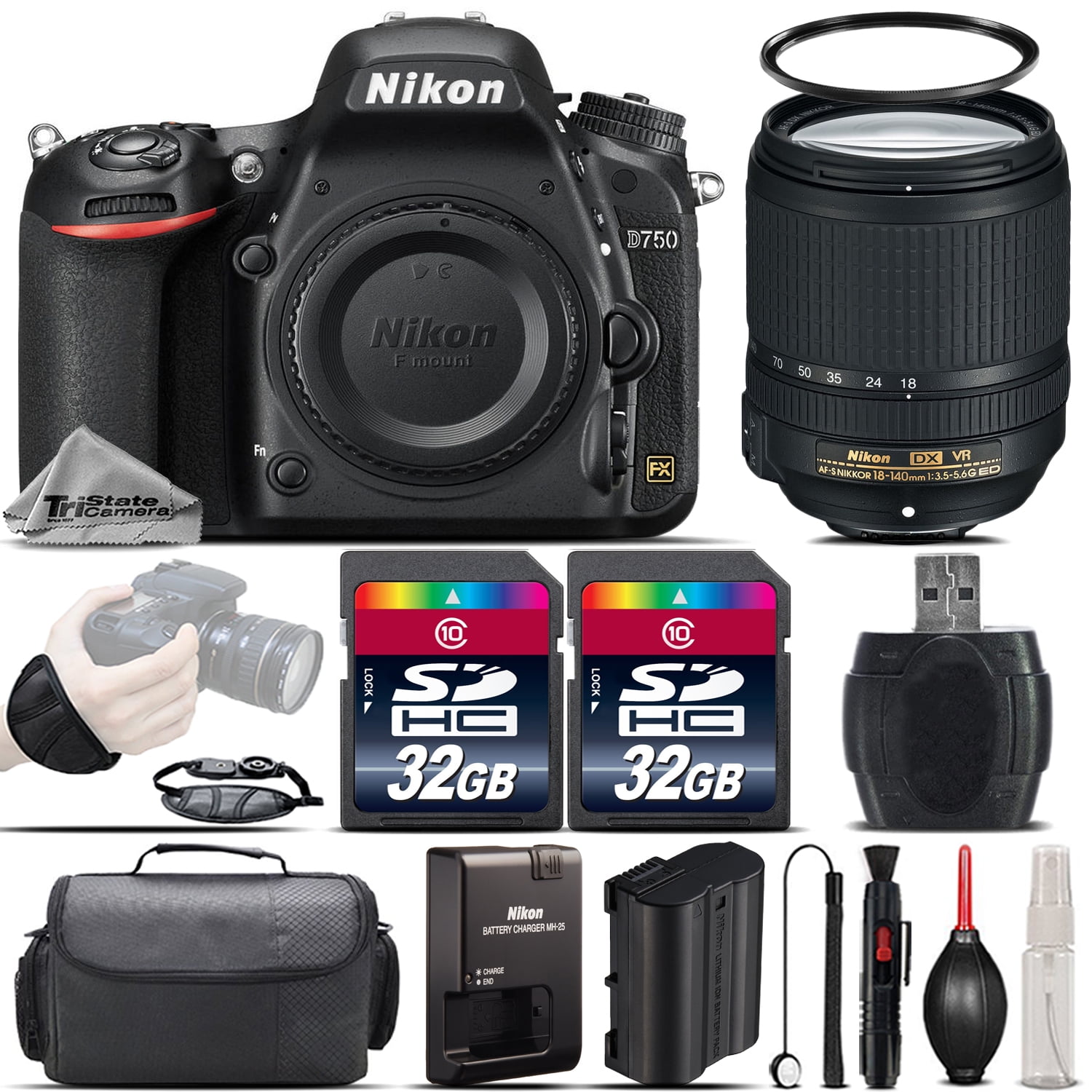 Nikon D750 DSLR Camera Nikon 18-140mm VR Lens 64GB Storage