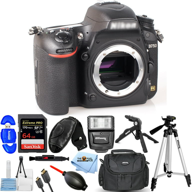 Nikon D750 DSLR Camera (Body Only, Black) 1543 64GB Flash