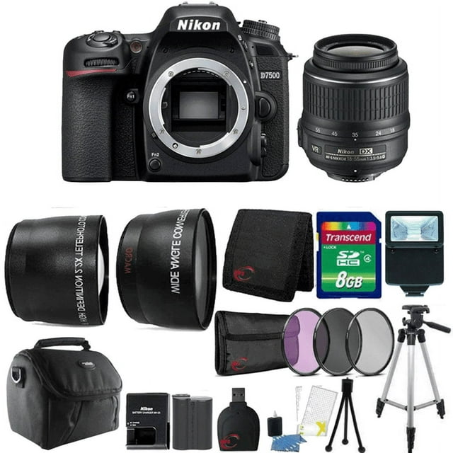 Nikon D7500 20.9MP DX-Format CMOS Digital Camera with AF-P 18-55 VR Lens + More