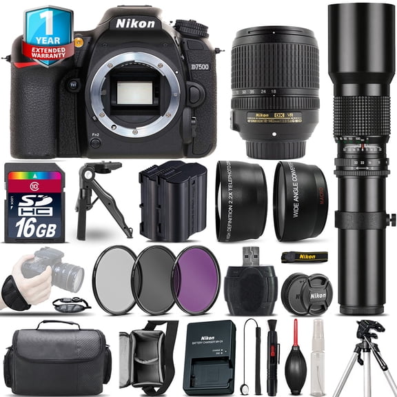 Nikon D7500 Camera + AFS 18-140mm VR + 500mm Lens + Extra Battery + 1yr Warranty