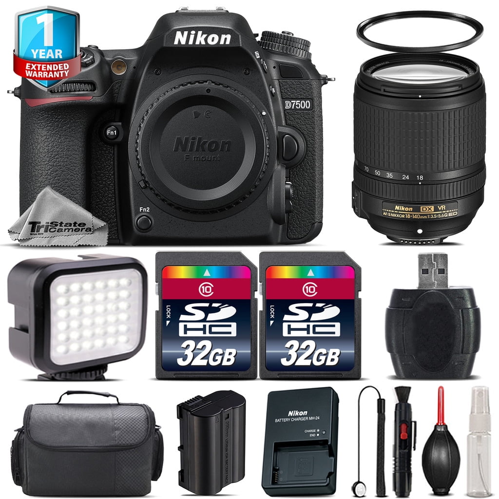 Nikon D7500 DSLR Camera with AF-S 18-140mm VR Lens + SanDisk 64GB Memory  Card + Case + Tripod + UV Filter + A-Cell Accessory Bundle