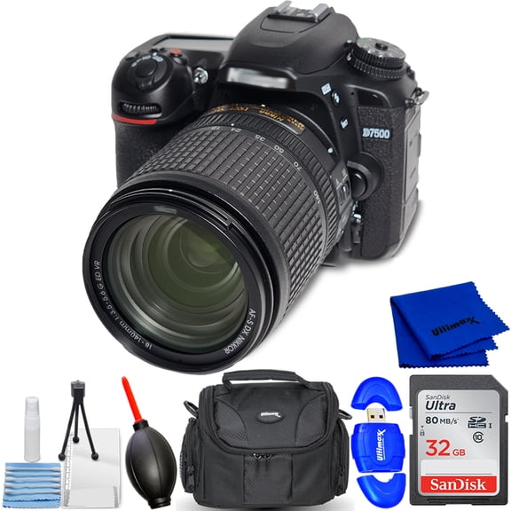 Nikon D7500 DSLR Camera with 18-140mm Lens (International Model) - 7PC Bundle