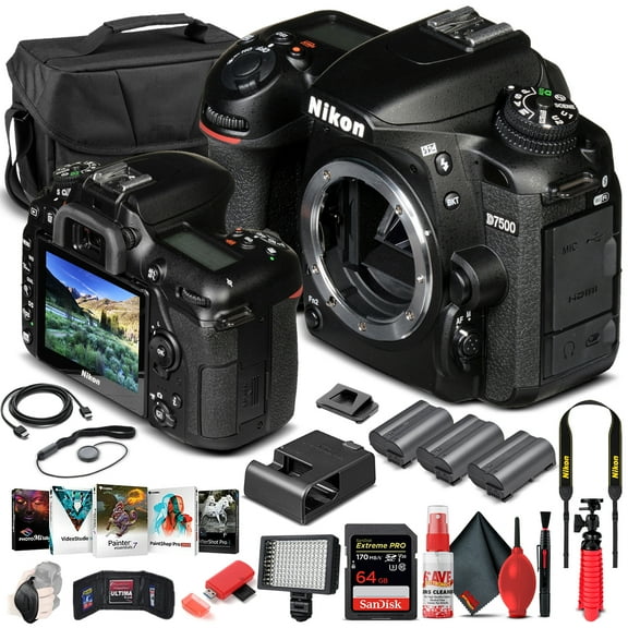 Nikon D7500 DSLR Camera 20.9MP Body Only 4K Video Advanced Bundle (International Model)