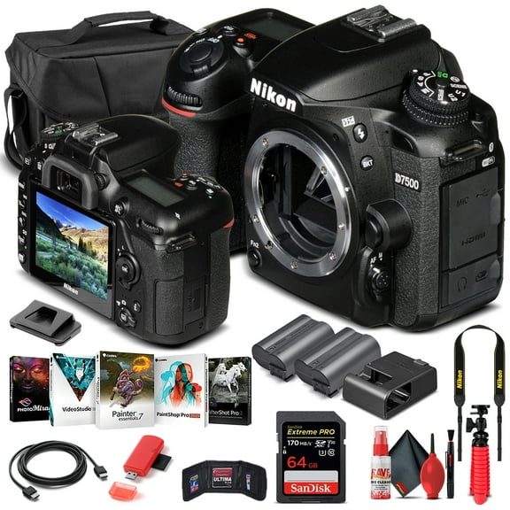 Nikon D7500 DSLR Camera Body Only 1581 - Basic Bundle