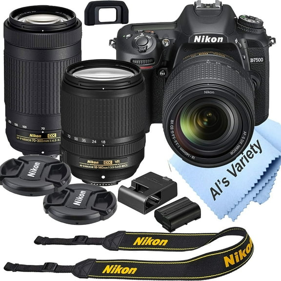 Nikon D7500 DSLR Camera with 18-140mm, 70-300mm Zoom Lenses and More, New