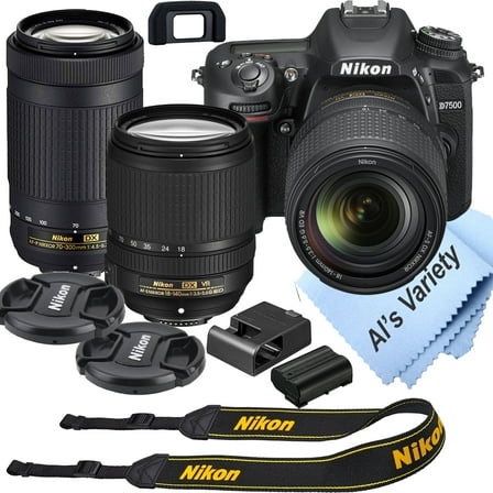 Nikon D7500 DSLR Camera Kit with 18-140mm VR + 70-300mm Zoom Lenses Built-in Wi-Fi20.9 MP CMOS Sensor EXPEED 5 Image Processor and Full HD 1080p SnapBridge Bluetooth Connectivity(International Model)