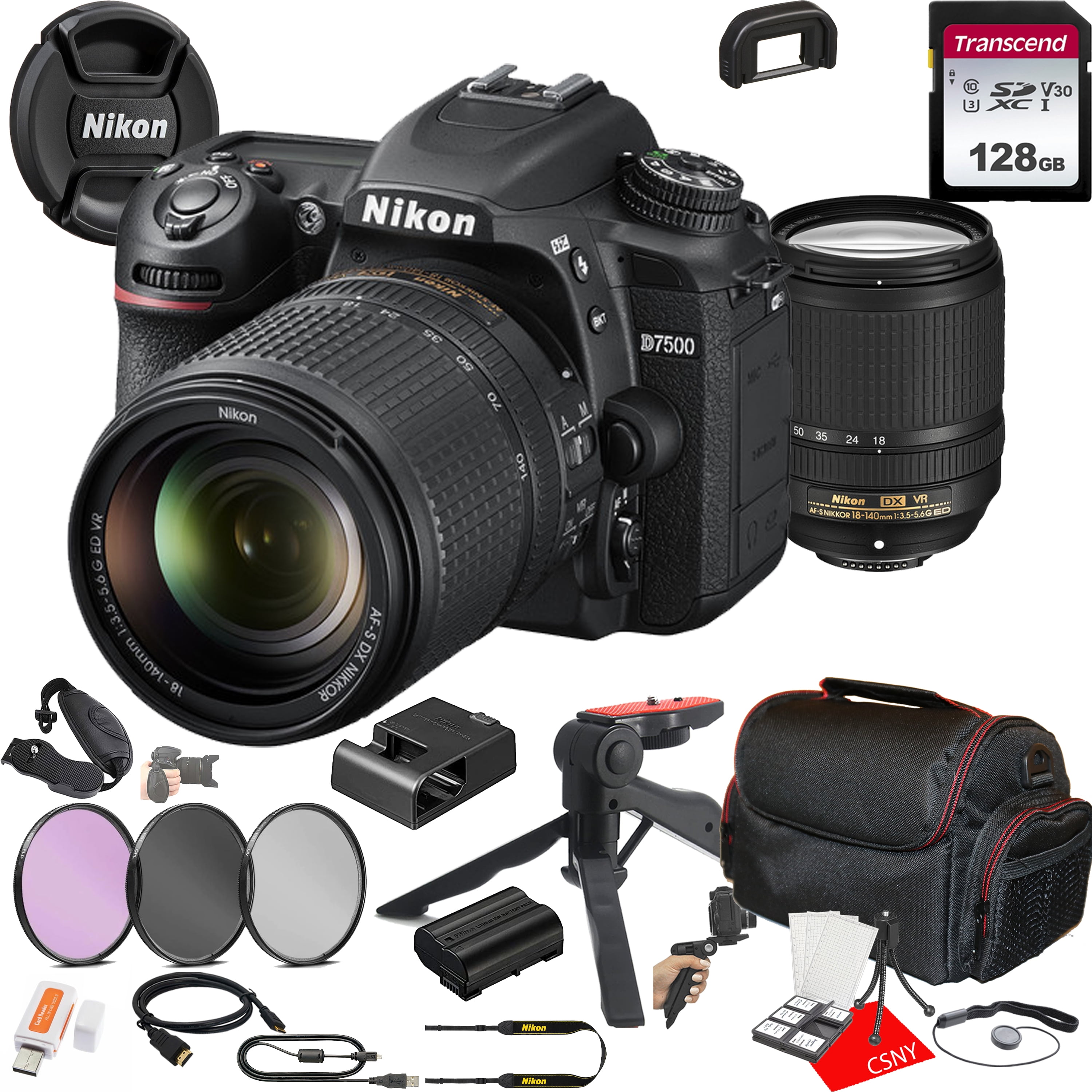 フィルムカメラ Nikon D7500 18-140mm VR Kit Nikon D7500 DSLR Camera Kit with 18-140mm VR Lens + 128GB
