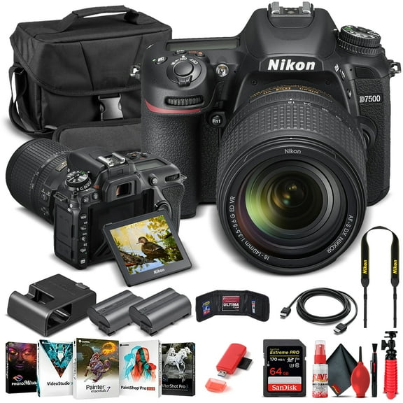 Nikon D7500 DSLR Camera W/ 18-140mm Lens 1582 - Basic Bundle